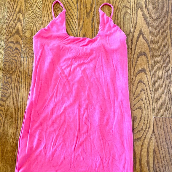 pink fitted maxi dress